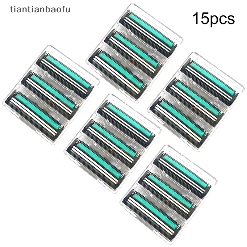 [tiantianbaofu] 15xtravel Set Handle Cukur Silet Tergantikan Safety Razor Double Blade Boutique