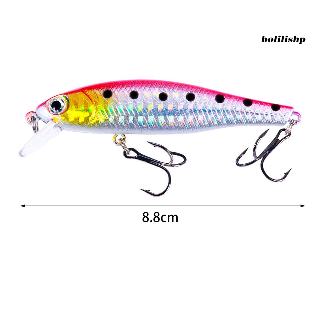 Bo-8.8cm Umpan Bionik 3D Simulasi Fisheyes Treble Hook Menggoda Realistis Mengambang Ikan Kecil Umpan Palsu Memancing Luar Ruangan