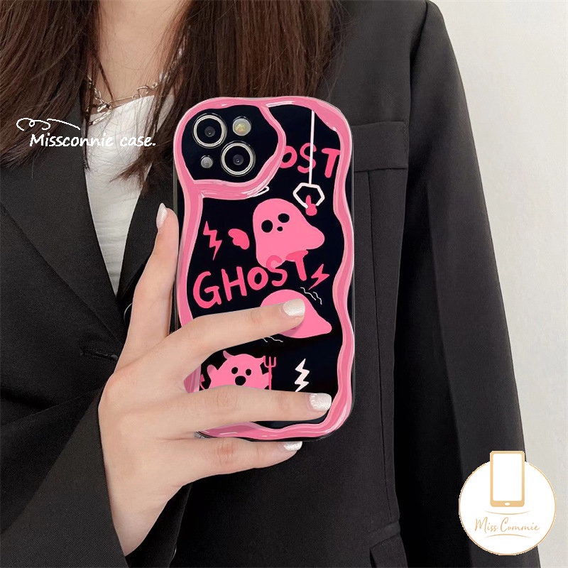 Kartun Lucu Monster Kecil Cover Kompatibel Untuk IPhone 7Plus XR 14 11 12 13 Pro Max X 7 8 6s 6 Plus XS Max SE 2020 3D Wavy Curved Edge Glossy Shockproof Case Shell