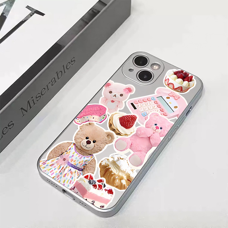 IPHONE Soft Electroplate Case Kompatibel Untuk Iphone14 13 12 11 Pro XS Max XR X8+76S Plus Mini Cute Bear Casing TPU Silikon Shockproof Phone Cover