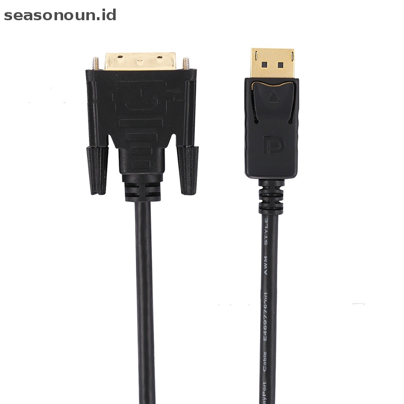 Seasonoun 6kaki 1.8m Lapis Emas DisplayPort DP Ke DVI-D Male Adaptor Kabel HD 1080p.