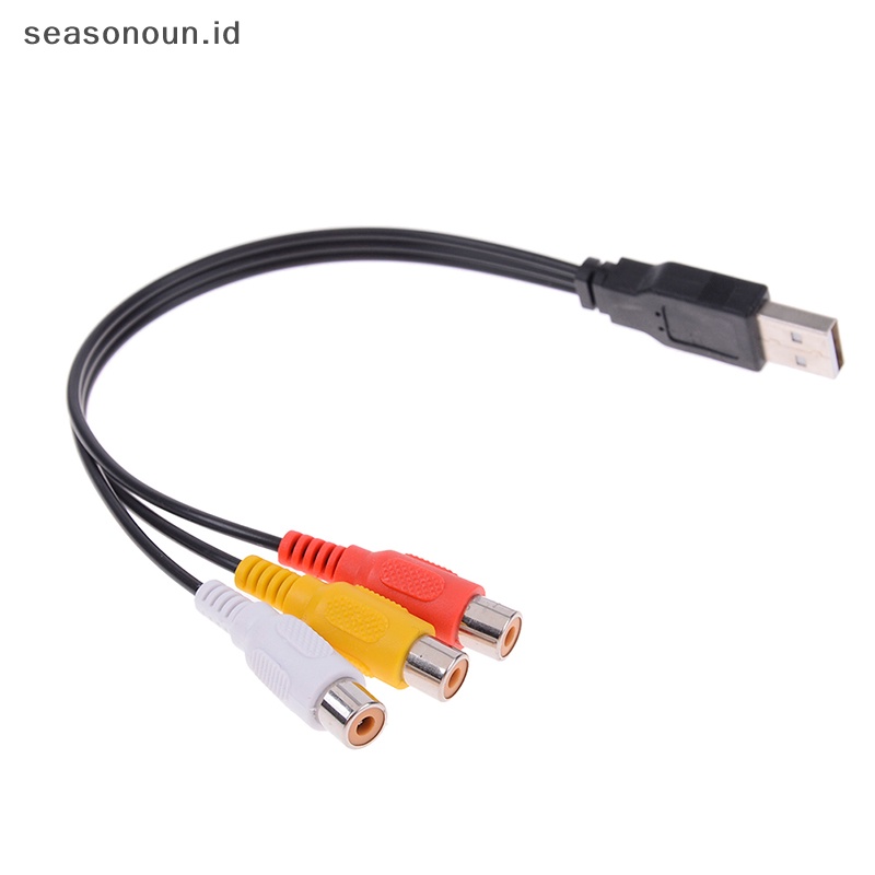 Seasonoun usb male plug to 3kabel rca female adapter audio converter usb to rca.