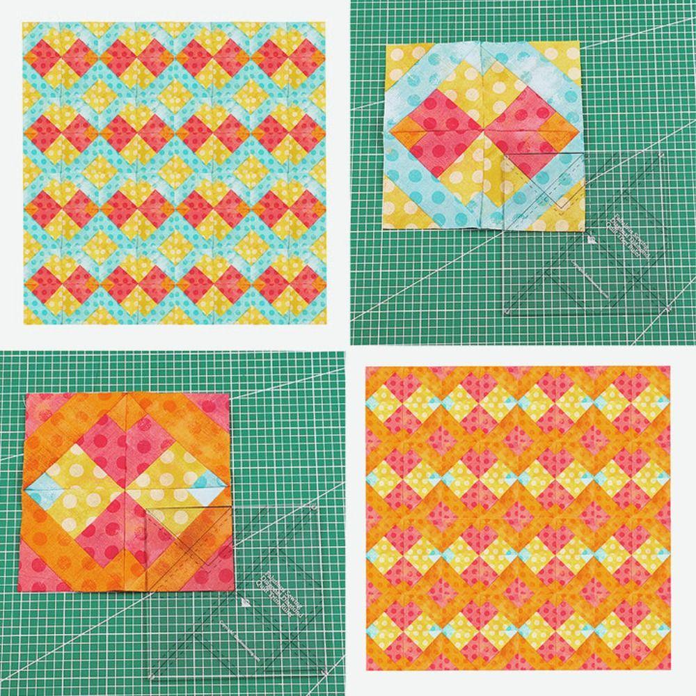 Penggaris Quilt Berlian Diagonal Nanas Baru Tahan Lama Dengan Petunjuk|Alat Quilting Template Quilting