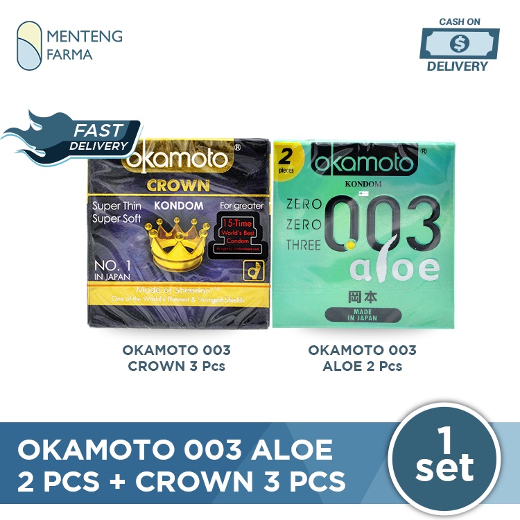 Kondom Okamoto 003 Aloe isi 2 + Crown isi 3