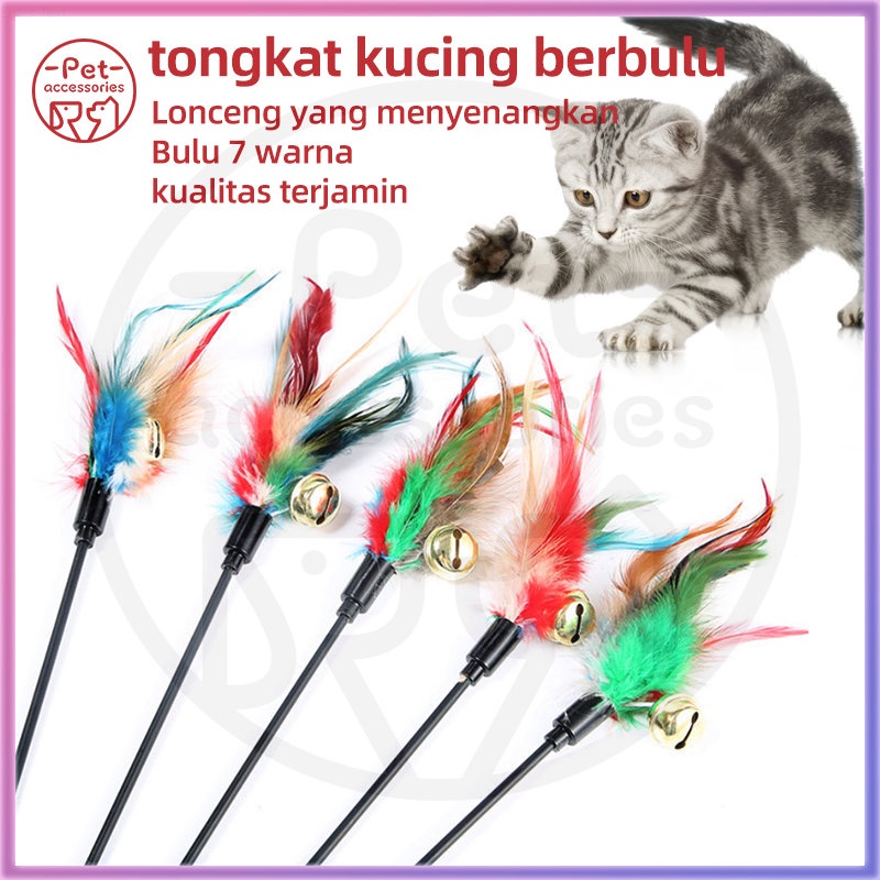 mainan lucu kucing tongkat kucing berbulu dengan 7 warna berelatis dan plastik tebal tongkat kucing lucu