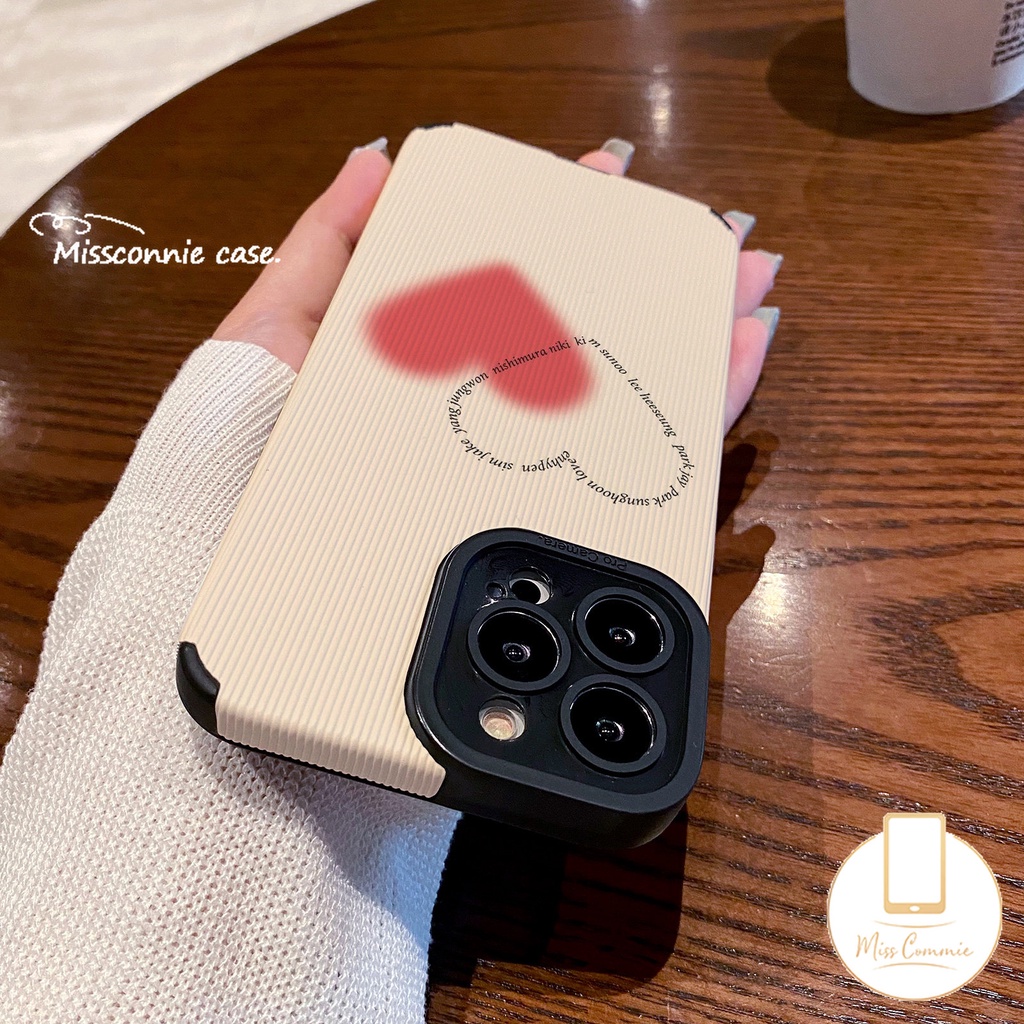 Casing Ponsel Tekstur Kulit Mewah Untuk iPhone 7Plus 11 12 13 14 Pro Max XR X 7 8 Plus XS Max Shockproof Simple Love Heart Silikon Lembut Tpu Penutup Belakang