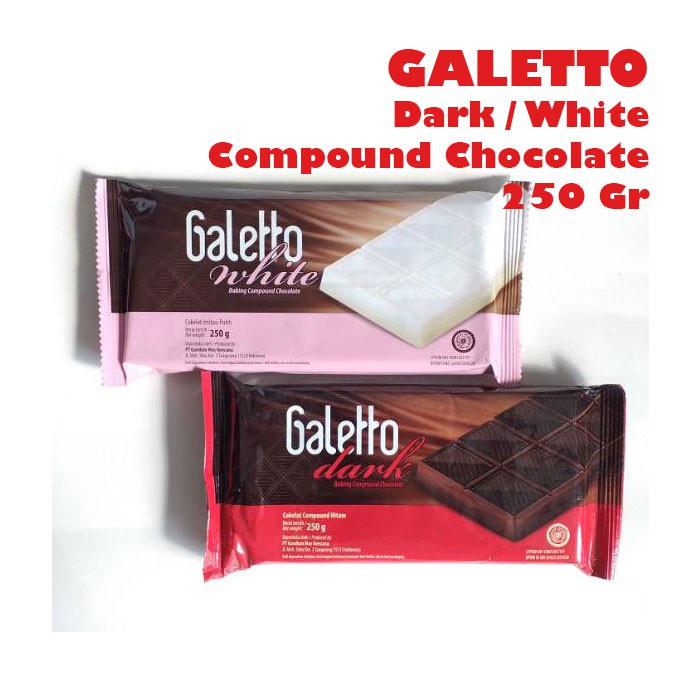 Coklat Batangan Coklat Compound Galetto Dark dan White Chocolate 250 Gr