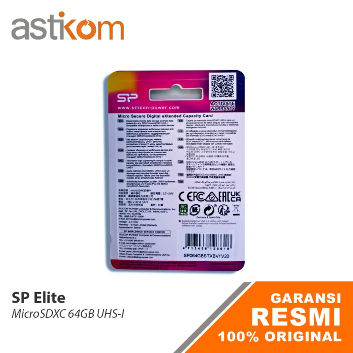 MicroSDXC Silicon Power SP Elite 64GB 100MB/s UHS-I Card