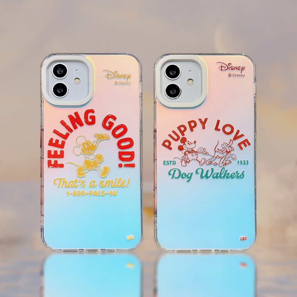 Compatible For IPhone 14 13 12 11 Pro Max X XR Xs Max 8 7 Plus SE 2020 Kompatibel Untuk Kartun Mouse Dog IMD Laser Gradiasi Ponsel Case TPU Lembut Shockproof Cover Pelindung