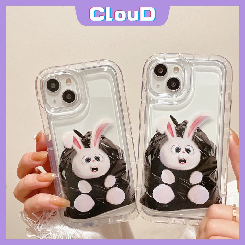 Kartun Lucu Snowball Rabbit Case Untuk Redmi 9A 9T 12C 10C 10A A1 9 10 9C NFC Redmi Note 9 11 10 8 10 Pro Max 10s 11s POCO F4 Transparan Shockproof Airbag Pasangan Soft Cover