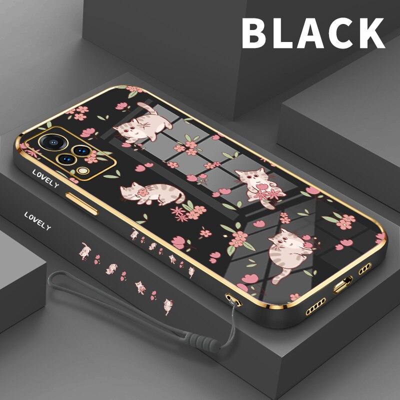 Soft Cat and Flower Plating Phone Case for For Oppo F11 A9X A92019 RENO34G F15 A91 RENO44G RENO54G/5