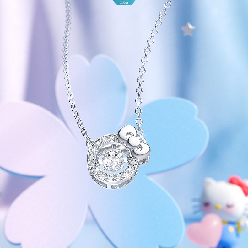 Sanrio Hellokitty Musim Panas Baru Elegan Fashion Perhiasan Kalung Ornamen Anime Kartun Kawaii Sanrio Aksesoris Anniversary Kalung Hadiah [ZK]