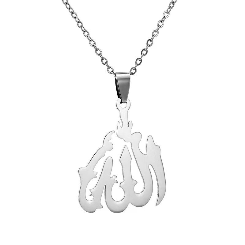 Zh Jewelry Vintage Fashion Pria Dan Wanita Anti Karat Allah Muslim Rune Pendant Kalung Aksesoris Pesta