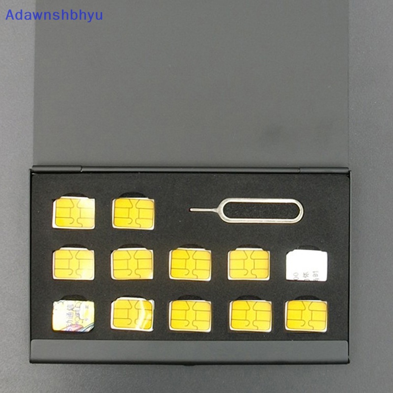 Adhyu 12-Slots-Nano+1-Slot-Card-Pin Aluminium Portable SIM Micro Pin SIM Card Nano Memory Card Kotak Penyimpanan Case Pelindung Holder ID