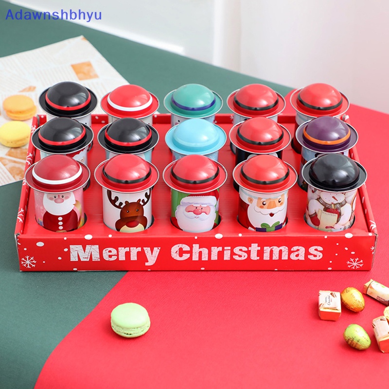 Adhyu 1Pc Christmas Candy Tinplate Box Storage Can Party Candy Kaleng Hadiah Anak ID