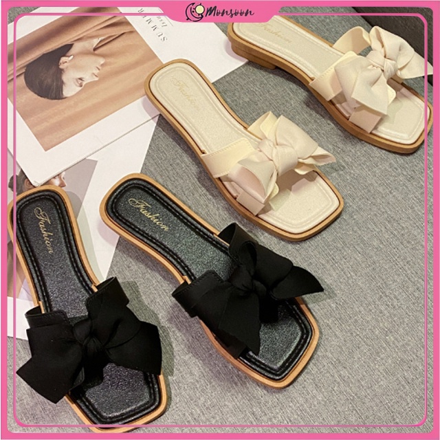 MONSOON - D6138 Sandal Style Korea / Sandal Flat Wanita / Sandal Slop Wanita / Sandal Fashion Korea / Sandal Cewek / Sandal Pita / Sandal Wanita