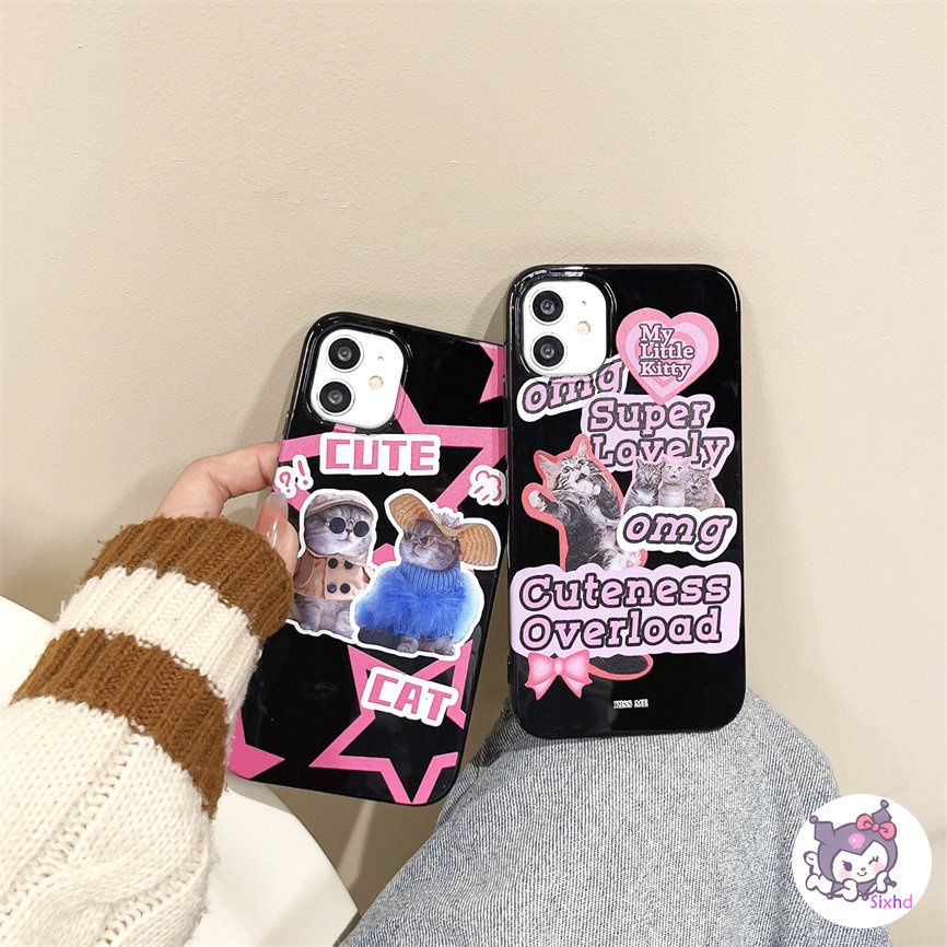 IPHONE Kompatibel Untuk Iphone14 13 12 11 Pro Max SE 2020 X Xr Xs Max8 7 6Plus Fun Cute Star Cat Couple Silikon Phone Case Lembut Anti Jatuh Pelindung TPU Cover XJJJJ