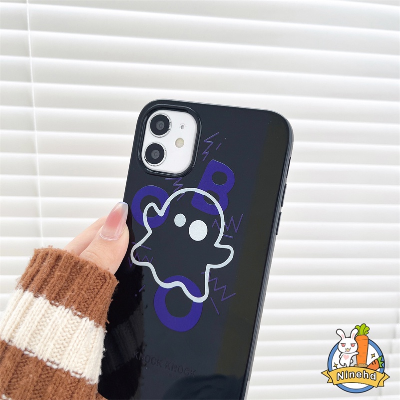 IPHONE Casing Kompatibel Untuk Iphone14 13 12 11 Pro Max X Xr Xs Max8 7 6 6s Plus SE 2020 Motif Emoticon Hantu Lucu Casing Ponsel Penuh Melindungi Shockproof Halus Glossy Silikon Soft Case