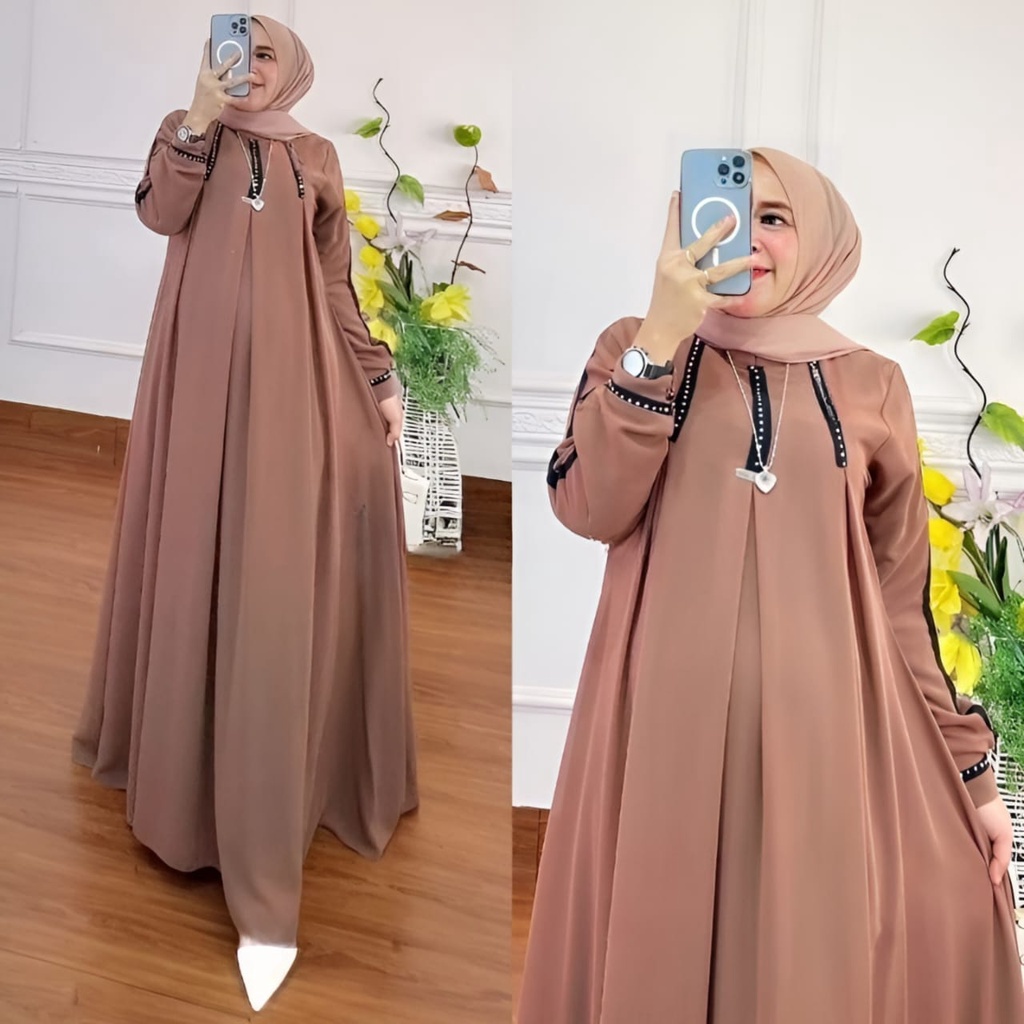 Jasmine Maxy Gamis Muslim Kondangan Size XL Besar l Dress Wanita Muslimah Jumbo Premium