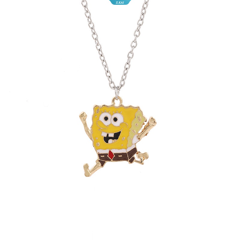 Kawaii Spongebobed Strawberry Bear Beruang Kecil Bunny Lucu Kartun Hewan Liontin Klavikula Rantai Kalung [ZK]