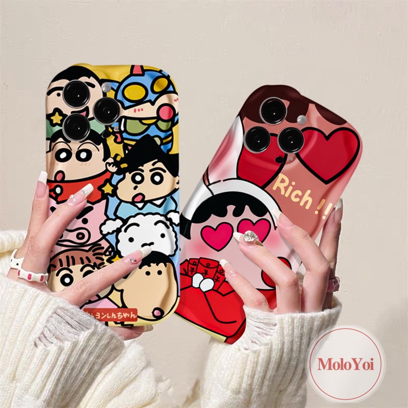 Kartun Toy Story 3D Wavy Curved Edge Phone Case Kompatibel Untuk IPhone XR XS X Max11 12 14 13 Pro 6s 6 8 7 Plus SE 2020 Kartun Lucu Crayon Xiaoxin Soft Cover