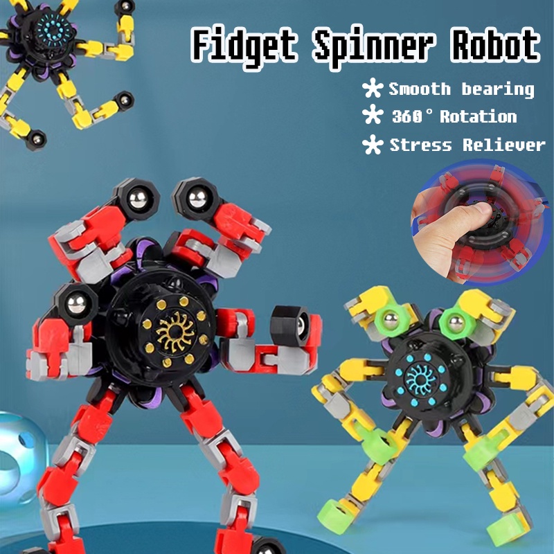 Fidget Spinner Robot Rantai Transformasi Spiner Gyro Mainan Anak Laki Mainan Edukasi Mainan Stres