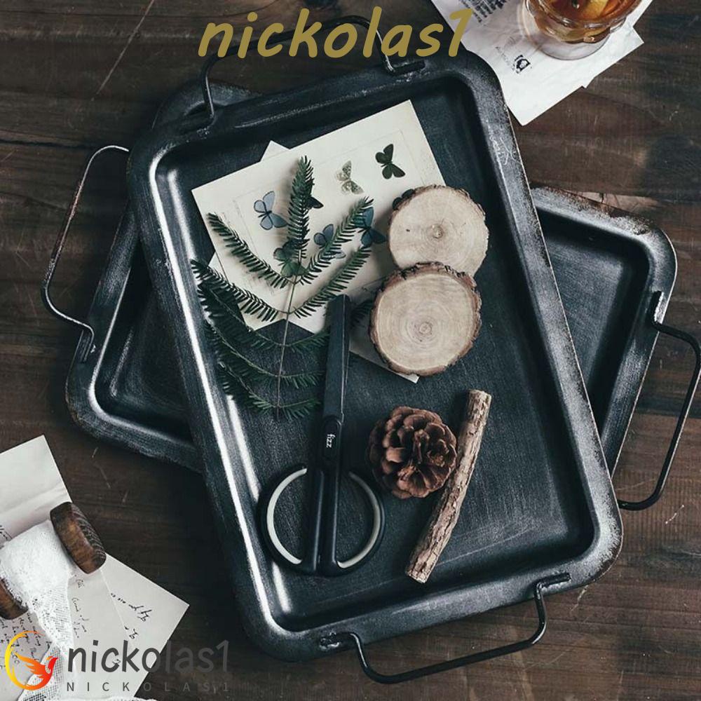 Nickolas1 Nampan Penyimpanan Unik Retro Dapur Dekorasi Rumah Metal Photography Props Bread Plate