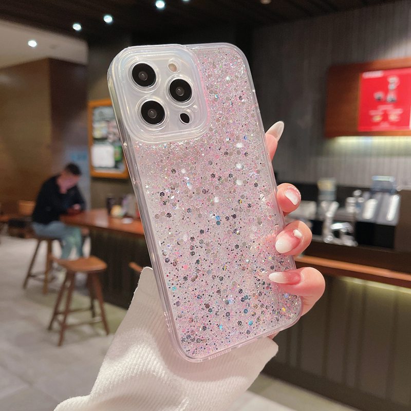 Crystal Pink Starry Sky Soft Case for IPhone 7 8 Plus X XS XR XS Max 11 13 12 14 PRO Max 14 Plus Clear Phone Case for Girl Women Gift