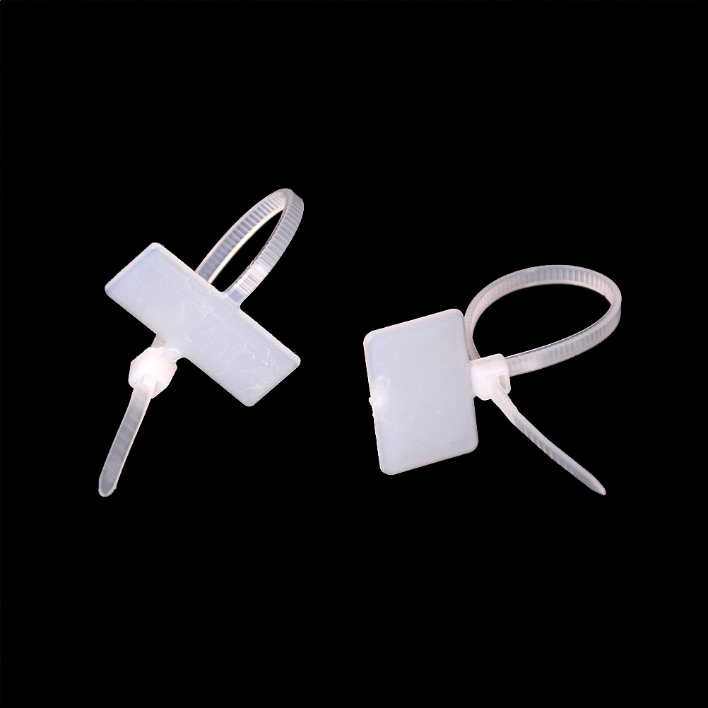 Aatrillioncatalpa 100Pcs RJ45 RJ12 Wire Power Cable Label Mark Tag Ikat Nilon Pengunci Sendiri 100pcs Plastik Putih Nylon Mark Tag Label Stiker Kabel Zip Ties Self-Locking 10