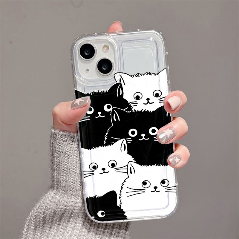 IPHONE Casing Kucing Lucu Kompatibel Untuk Iphone7Plus8Plus6Plus11 14 13 12 Pro MAX XR X XS MAX SE Airbag Shockproof Cover