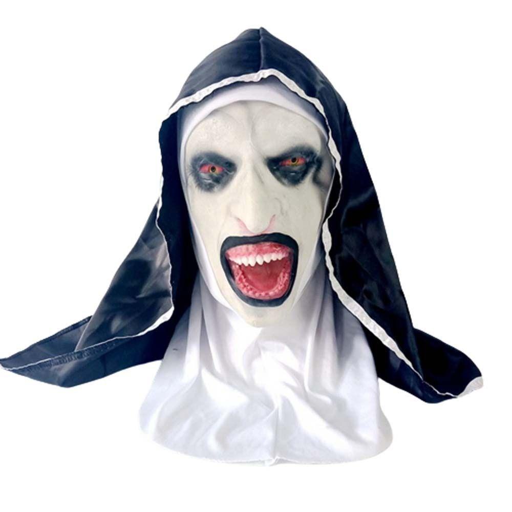 Lanfy Mengerikan Nun Topeng Lateks Kostum Alat Peraga Mainan Hadiah Costume Topeng Halloween Cosplay Prop Halloween Cosplay Evocation 2nun Topeng