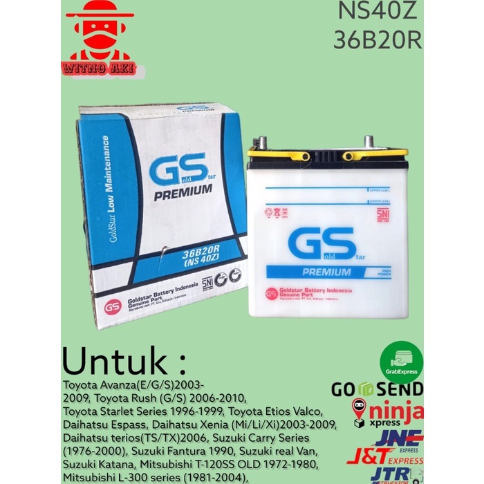Aki mobil avanza,xenia,terios,rush,luxio APV NS40z gs aki basah 12v32a
