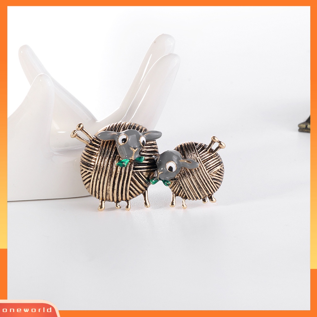 [ONE] Vintage Bola Benang Bentuk Domba Ganda Bros Pin Perhiasan Aksesori Pakaian