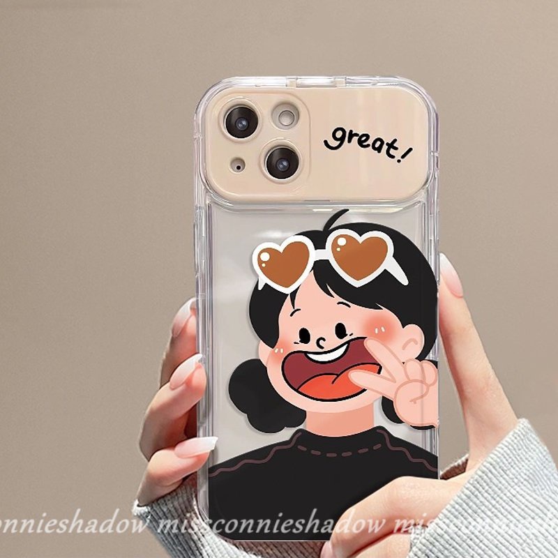 Casing Cermin Make Up Flip Kreatif Kompatibel Untuk IPhone XR 11 14 13 12 Pro Max7 8 14 Plus 7Plus X XS MAX SE 2020 11 14 Lovely Boy Girl Sweet Couple Shockproof Soft TPU Cover