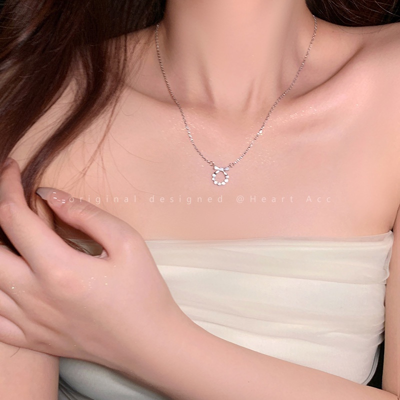 Kalung Wanita2023Ikatan Busur Lingkaran Lingkaran Liontin Kalung Perempuan Musim Panas Celar Claolings Rantai