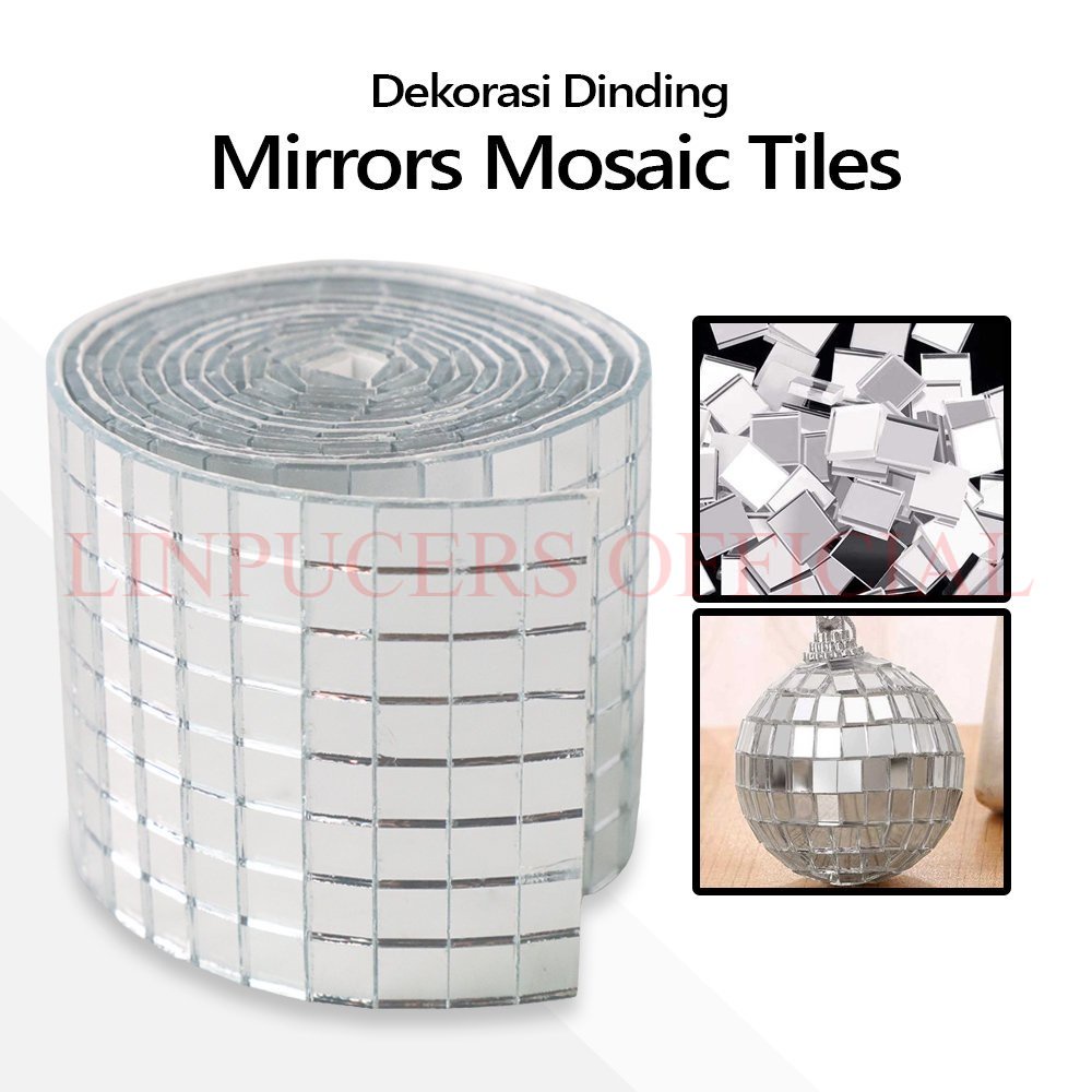 

KING SHAN Dekorasi Dinding Mirrors Mosaic Tiles Stickers Self Adhesive - XQ211 - Silver