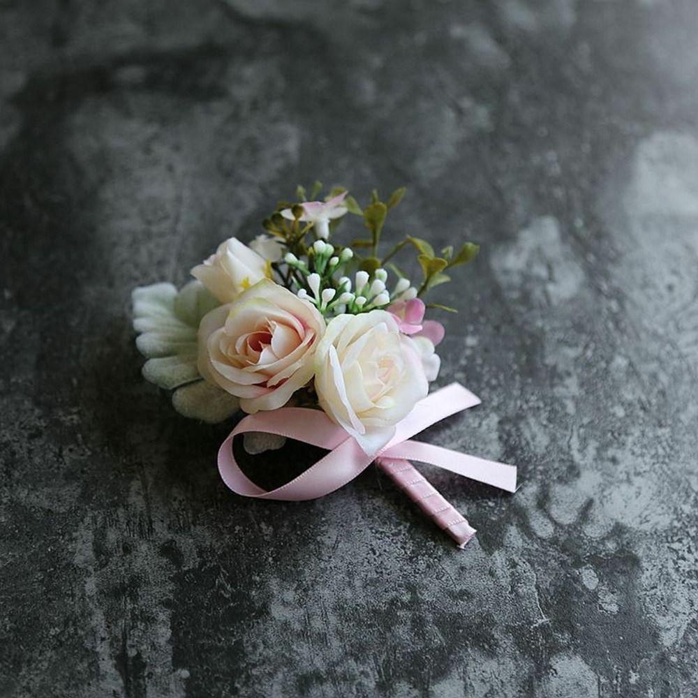 [Elegan] Bunga Bros T-Berbentuk Buatan Tangan Korsase Pernikahan Wedding Decor Flower Holder Pengantin Pria Korsase Klip