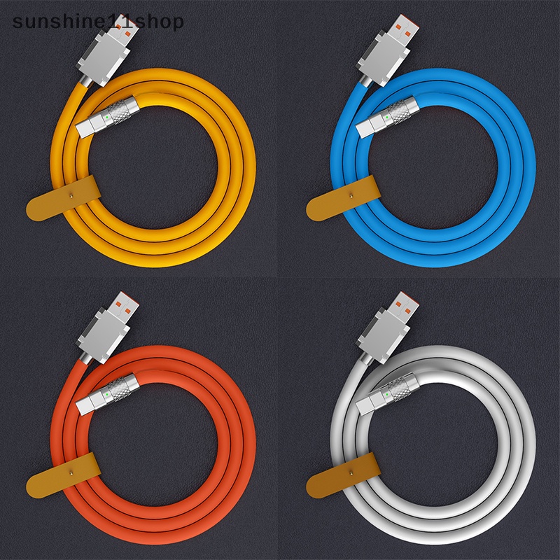 Sho 120W 6A Super Fast Charge Type-C Liquid Silicone Cable Quick Charge Kabel USB Untuk Xiaomi Huawei Samsung Pixel USB Bold Data Line N