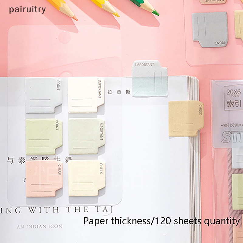 Prt 120Sheets/Set Enam Warna Setelan Sticky Index Note Post Stiker Bookmark To Do List Sekolah Kreatif Alat Tulis Kantor Pesan Note PRT