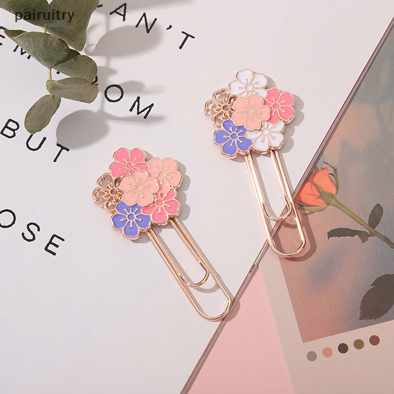 Prt 1pc Bunga Sakura Merah Muda Logam Bookmark Indah Cherry Blossom Kertas Klip PRT