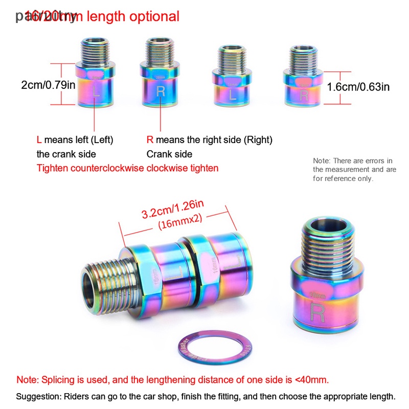 Pedal Sepeda Titanium PRT Extenders 16mm /20mm Dengan Washer Mountian Bicycle Pedels PRT