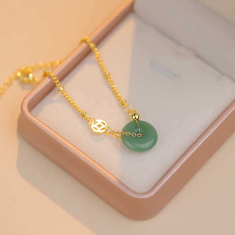 Beruntung Uang Tembaga Beruntung Keselamatan Gesper Gelang Ins Zamrud Hetian Giok Gelang Gelang Aksesoris Hadiah