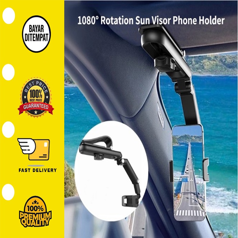 Car Holder Mobil Sun Visor Dudukan Smartphone HP Phone Holder 1080 Sunvisor 360 Mobil