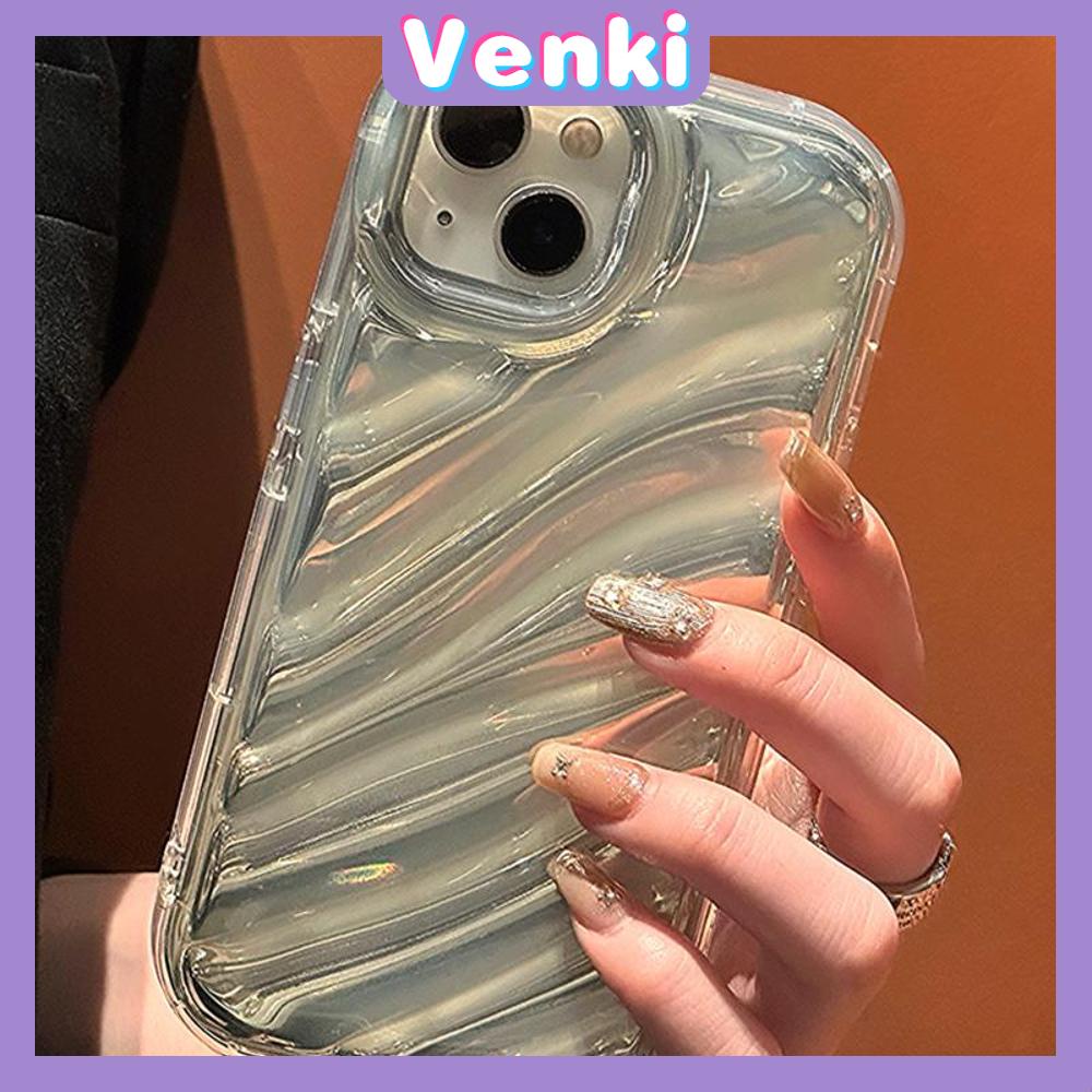 VENKI - Untuk iPhone 14 Pro Max iPhone Case Laser Reflektif Bening Phone Case TPU Soft Case Airbag Simple Shockproof Kompatibel dengan iPhone 13 Pro max 12 Pro Max 11 xr xs max 7 8Plus