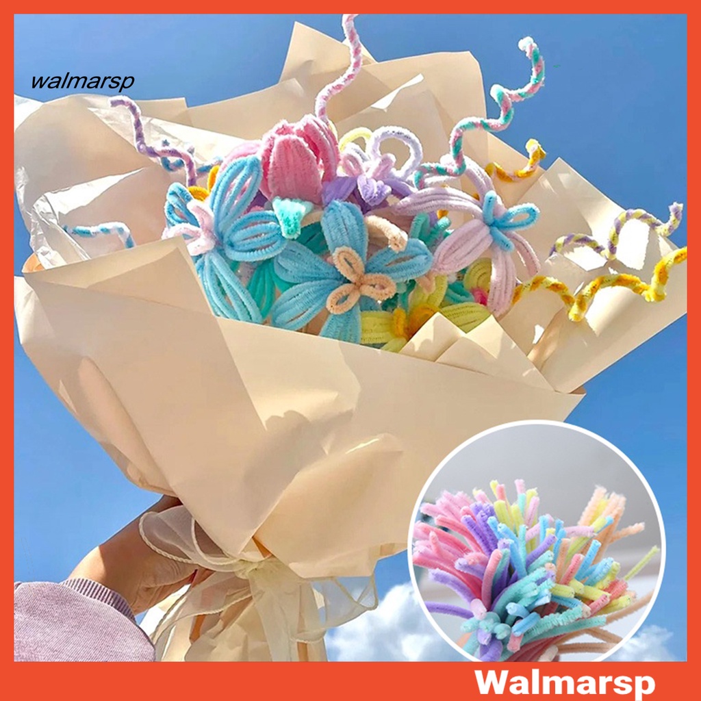 Walmarsp 100 Pcs/Set Chenille Batang Berbulu Lembut Kreatif Buatan Tangan Puzzle Pengembangan DIY Seni Kerajinan Proyek Dekorasi Perlengkapan Kerajinan