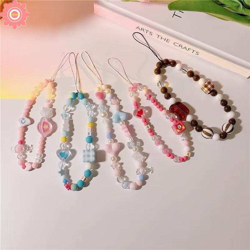 Korea Fashion Kelinci Lucu Beruang Ikatan Simpul Bunga Mutiara Imitasi Manik-Manik Ponsel Rantai Ponsel Lanyard Aksesoris Phone Charms