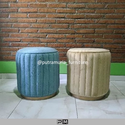STOOL SOFA PUFF SOFA STOOL BULAT OTTOMAN RANGKA JATI