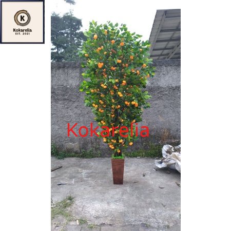 pohon jeruk plastik, peruk artificial ,pohon jeruk tinggi 200cm / 2 meter