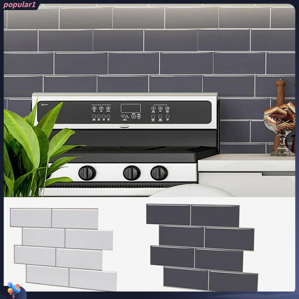 Populer Stiker Dinding Dapur Kamar Mandi Subway Tile 3D Self Adhesive Decal