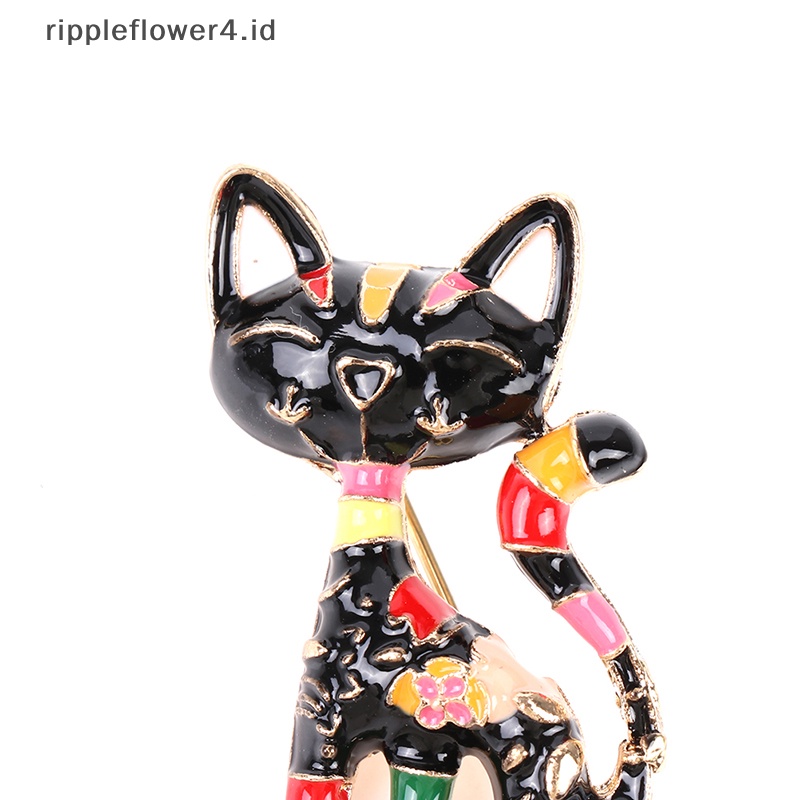 {rippleflower4.id} Bros Kucing Cat Enamel Lucu Unisex Wanita Pria Brooch Pin Perhiasan Desain Hewan~